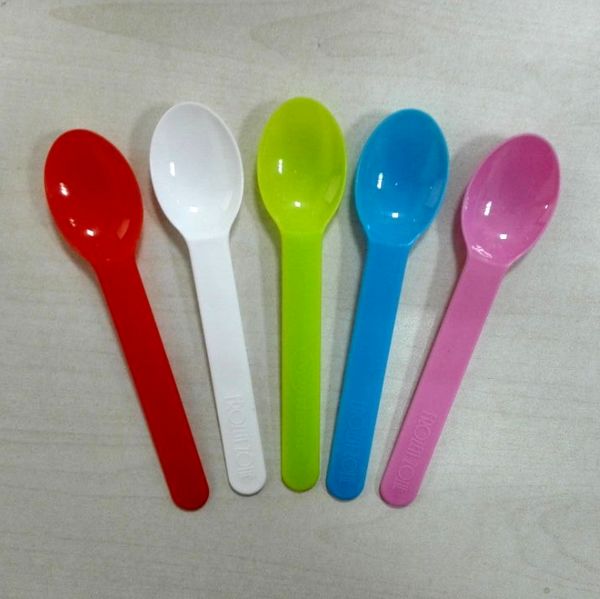Long Handled Plastic Ice Cream Spoons , Mini Ice Cream Serving Spoon