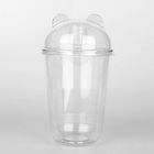 Clear Pet Plastic Dessert Custom Printed Plastic Cups , Disposable Party Cups Bear Ear Dome Lids