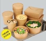 Take Away Disposable Food Containers Kraft Paper Salad Bowl With Pet Lid