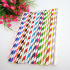 Drinking Paper Plastic And Paper Straws Blue With Custom Design Size 6x197 Mm