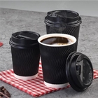 8oz Double Wall Disposable Paper Cup Ripple Paper Cups With Lids