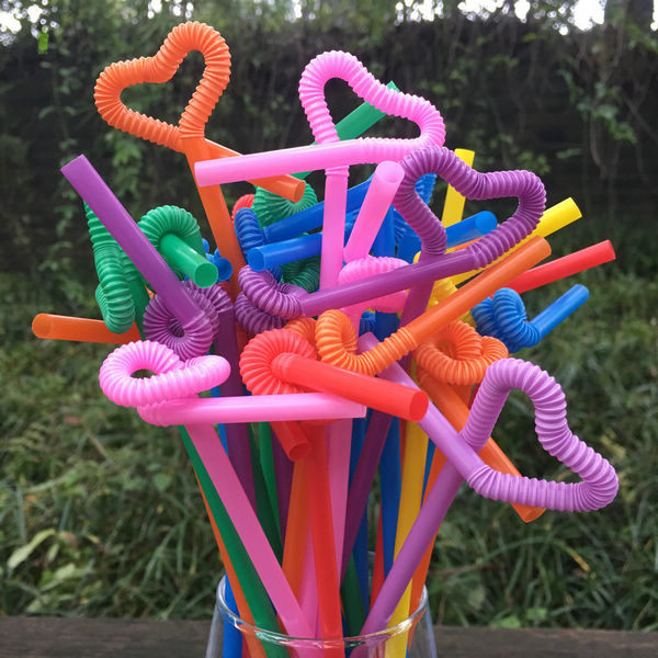 Colorful Plastic 0.5*21cm Bendable Drinking Straws Flexible For Children Party