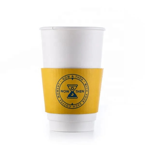 Customizable Beverage Cup Sleeve Disposable Kraft Cardboard Coffee Tea Holder With Brand Logo Printed Design