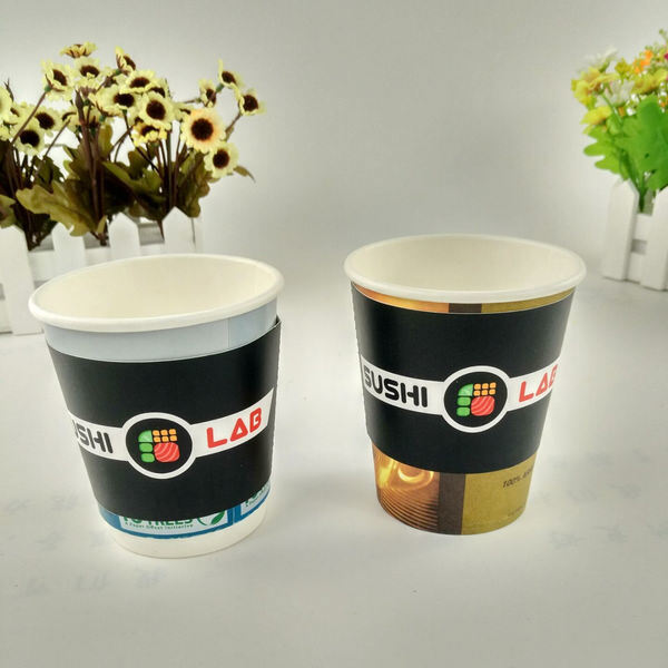 Customizable Beverage Cup Sleeve Disposable Kraft Cardboard Coffee Tea Holder With Brand Logo Printed Design