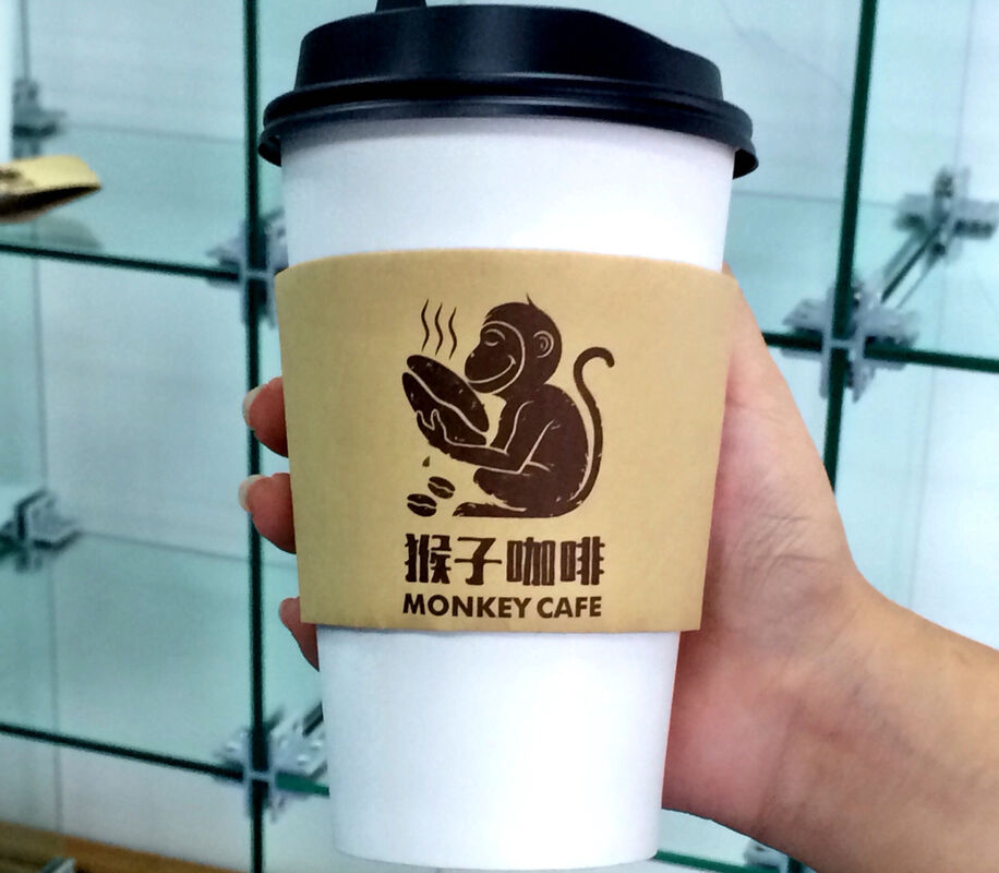 Customizable Beverage Cup Sleeve Disposable Kraft Cardboard Coffee Tea Holder With Brand Logo Printed Design