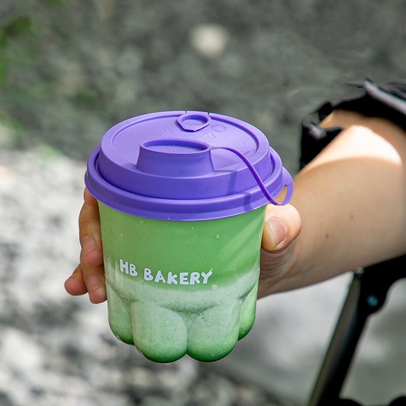 Cute and Creative Cat Claw Cup Disposable Coffee Cup with Lid Transparent High Beauty Cold Drink Milk Tea Cup