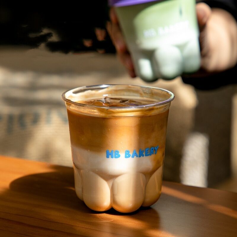Cute and Creative Cat Claw Cup Disposable Coffee Cup with Lid Transparent High Beauty Cold Drink Milk Tea Cup
