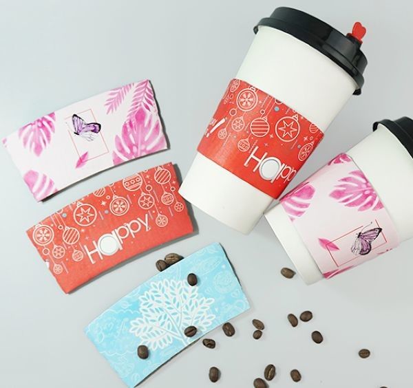 Hot Drink Takeaway Coffee Cup Sleeves Flexo Printing Offset Printing 150g+250g