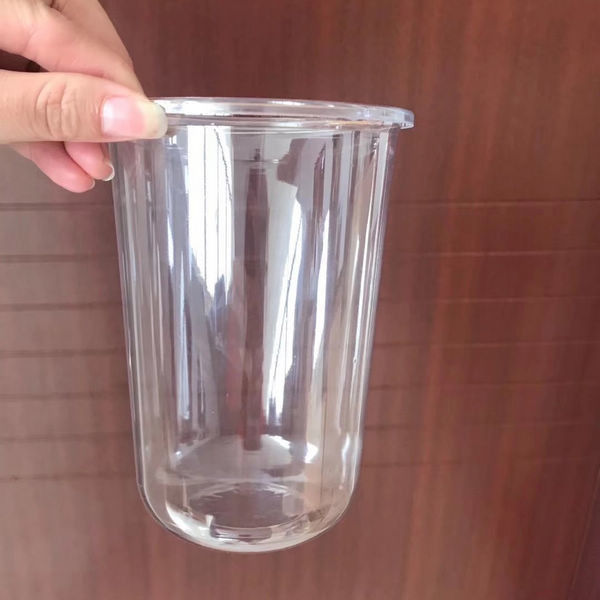 Clear Pet Plastic Dessert Custom Printed Plastic Cups , Disposable Party Cups Bear Ear Dome Lids