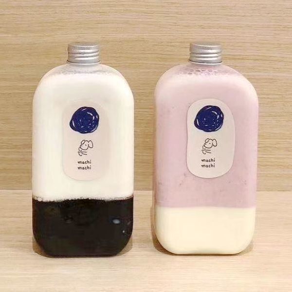 clear PET Plastic beverage Bottles with logo for boba shops