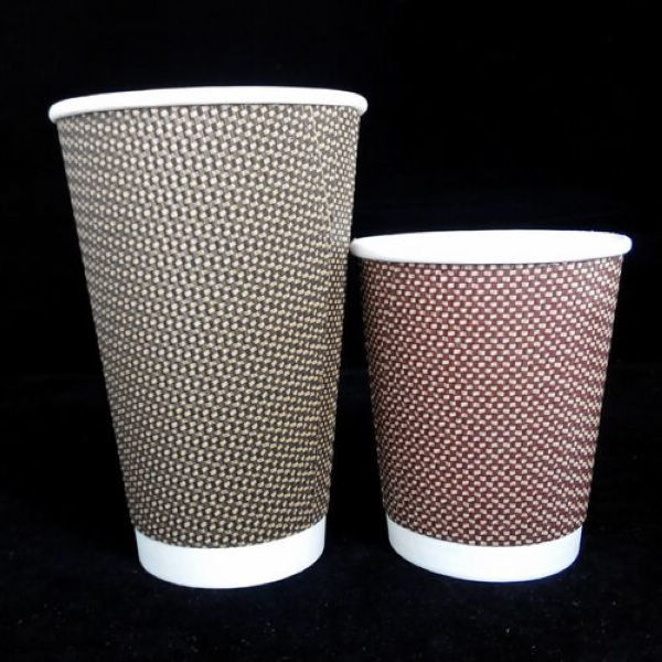 Logo Printed Disposable Paper Cup Ripple Paper Coffee Cups Recyclable Flexo Printing