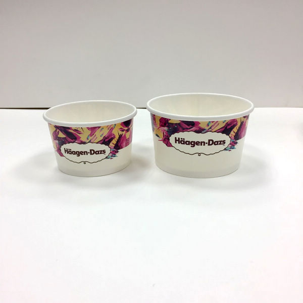 Disposable Disposable Ice Cream Sundae Cups 16oz Logo Printed Paper Bowls With Spoons