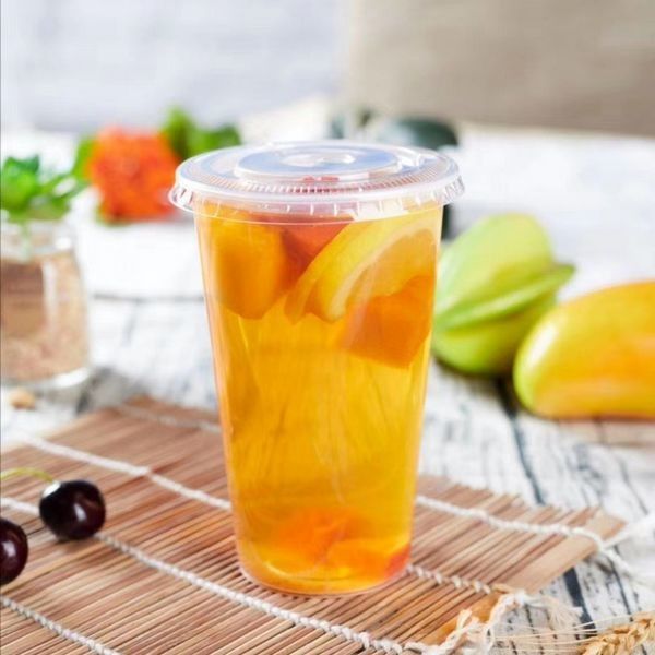 Pet Disposable Cold Drink Cups With Lids Transparent Juice Cups Smoothies