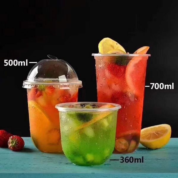 Round Bottom Disposable Plastic Cups Pp U Shape Cups For Cold Drinking