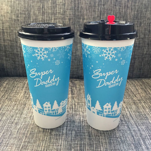 Optional Color 16oz Disposable Paper Cups With Lids Food Grade Ink For Boba Tea Shops