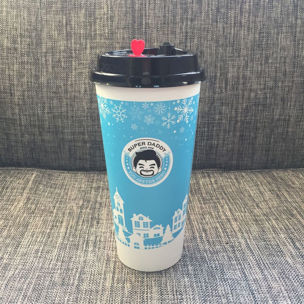Optional Color 16oz Disposable Paper Cups With Lids Food Grade Ink For Boba Tea Shops