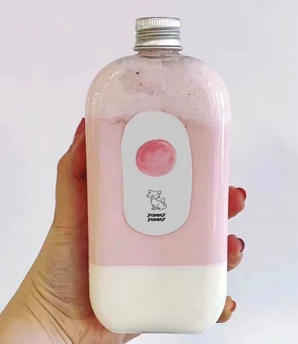 Take Away Biodegradable Juice Bottles Milk Tea Good Transparency Beverages Package