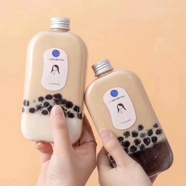 Take Away Biodegradable Juice Bottles Milk Tea Good Transparency Beverages Package