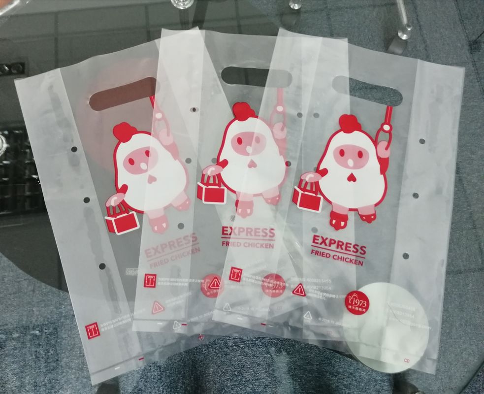 Fried Chicken Biodegradable Plastic Bags , Take Away Recycling Plastic Bags