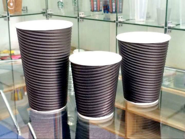8oz 12oz 16oz Black Ripple Paper Cup , Eco Friendly Disposable Tea Cups