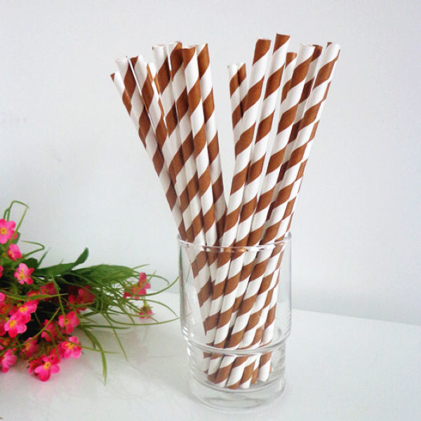 Tea Striped Paper Straws For Restaurants Food Grade Bubble Christmas Eco