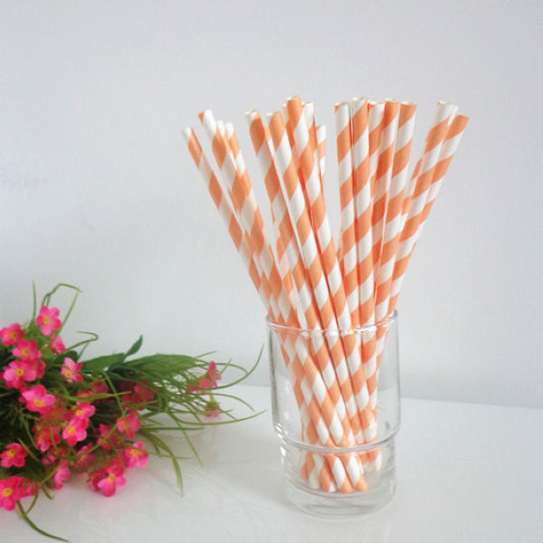 Drinking Paper Plastic And Paper Straws Blue With Custom Design Size 6x197 Mm