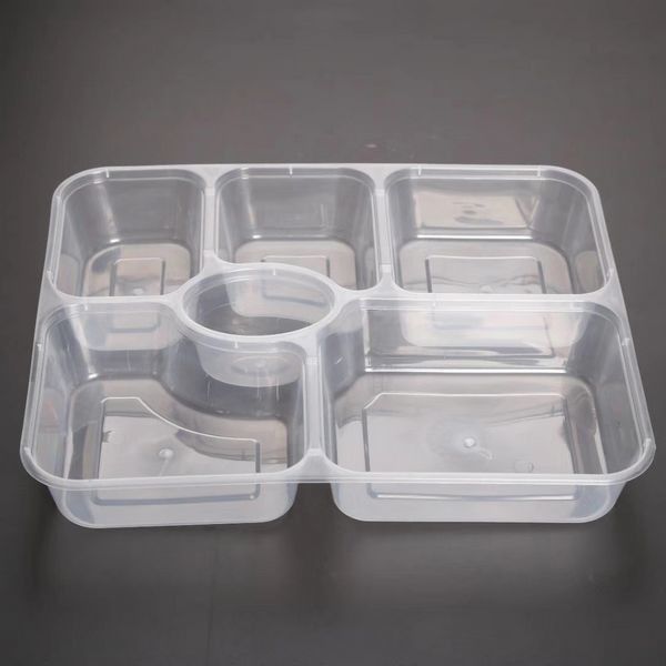 Restaurants Food Take Out Containers 5 Compartments Injection Customized Color