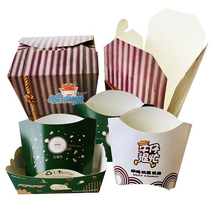 Single Wall Food Grade French Fries Paper Box 8oz 12oz Customized Logo