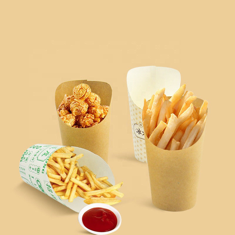 Grease Proof Takeout Fries Disposable Paper Cup 14oz 16oz OEM For Restaurants