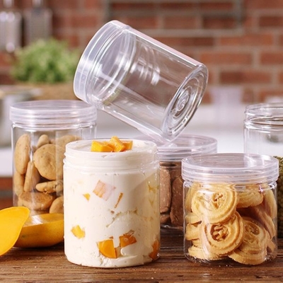 New product 400ml 500ml candy empty pet cookie can food container plastic jar with Alu lids