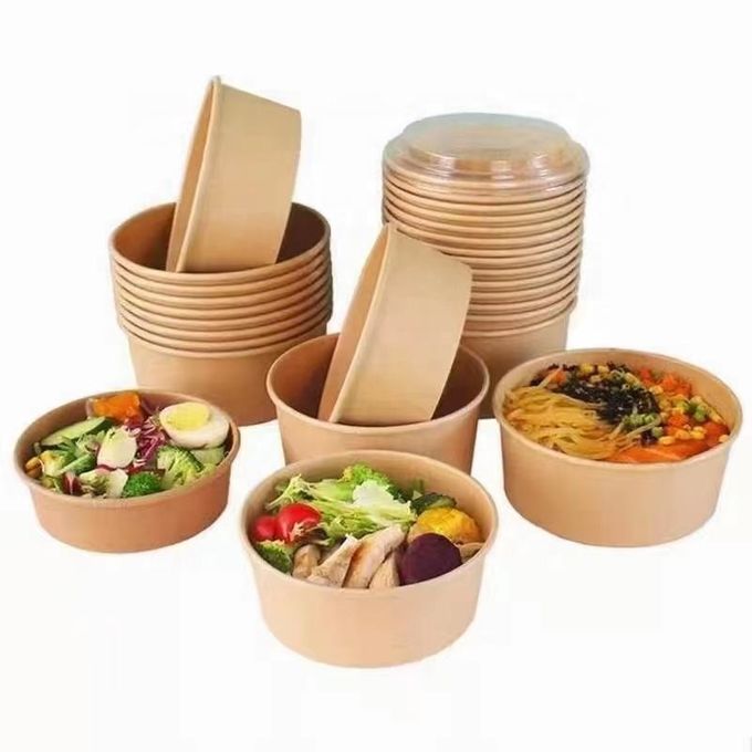 Eco Friendly Kraft Disposable Food Storage Containers With Lids